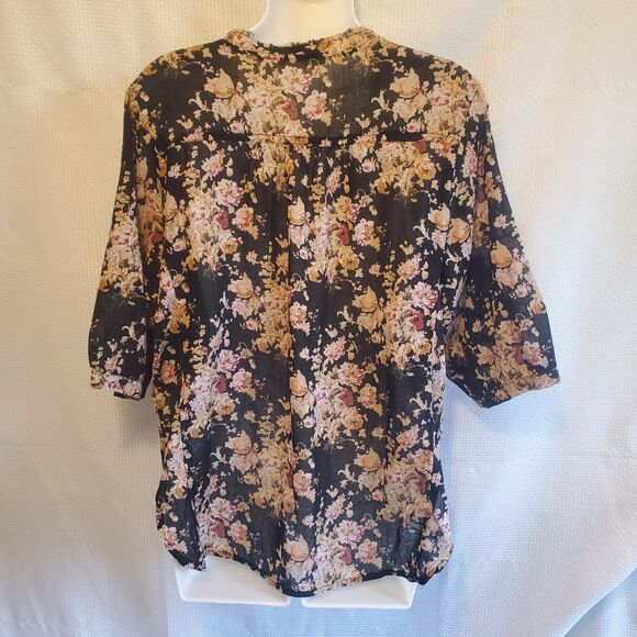 Denim & Supply Ralph Lauren Top Womens S/P Black Boho Sheer Lace-up Front NWT - Picture 2 of 12